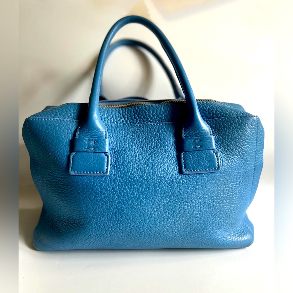 Made in Italy Blue Leather Satchel Handbag